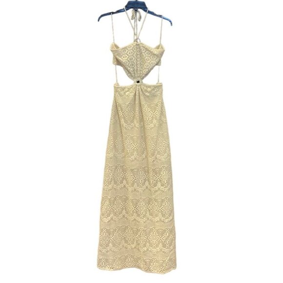 Jonathan Simkhai swim sz M Maxi Coverup Crochet Cut Out Cream Designer Luxury - Picture 3 of 7
